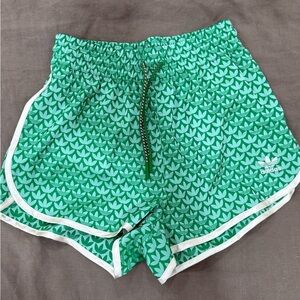 Adidas Patterned Green Athletic Shorts